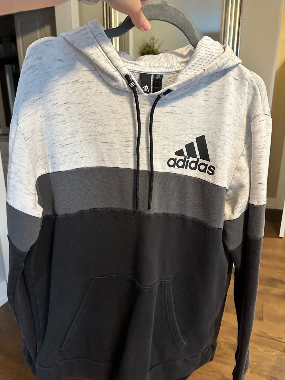 adidas Men’s Three-Tone Pullover Hoodie - White/Gray/Black